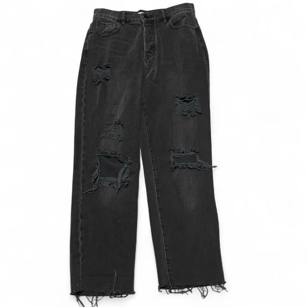 PacSun Women’s Black Jeans Size 28 Distressed High Rise Straight Leg Denim 28x25